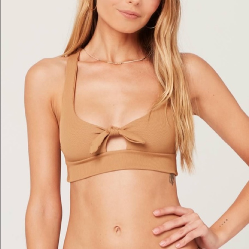 L*space ribbed Tara bikini top in tan